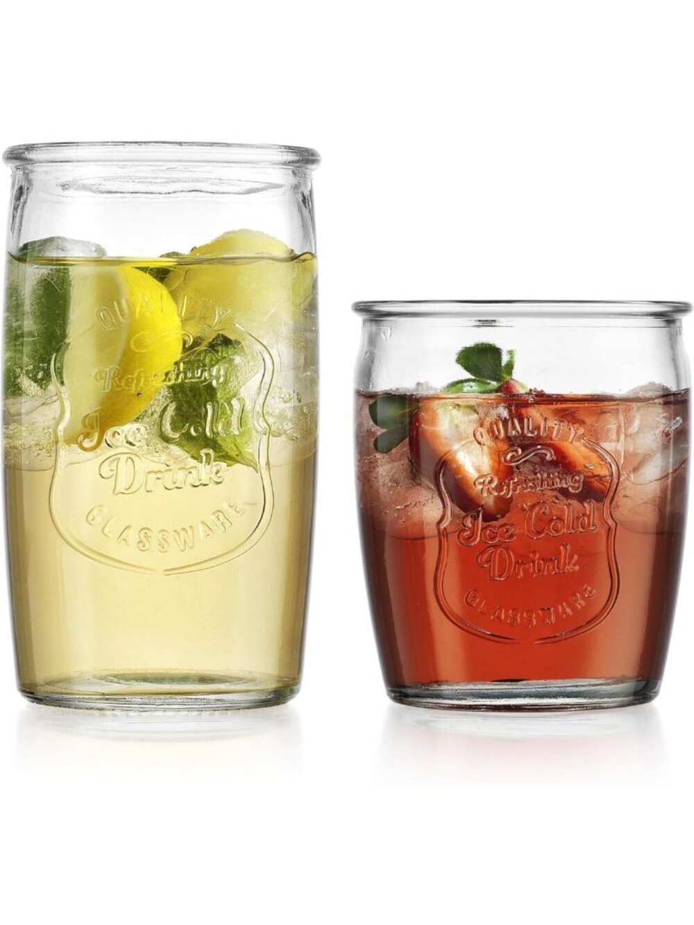 Set of 8 Highball & Whiskey Glasses - Perfect for Water, Beer, Juice, Cocktails